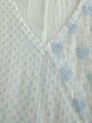Vintage Johnny Was for J.  Jill XL Rayon White Blouse Pale Blue Floral Embroidery 3