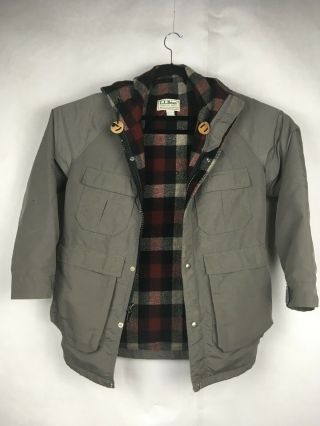 Vintage Usa Made Ll Bean Baxter State Parka Small Gray Wool Lined Jacket