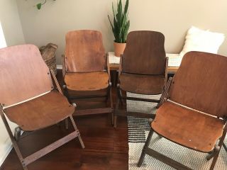 American Seating Co.  Chairs.  Michigan.  Set Of 4.  Vintage.  Wooden.  Folding.  Rare
