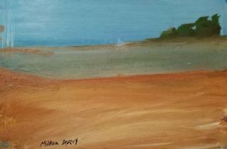 Milton Avery - Vintage Piece - Signed Oil On Canvas - Seascape - American Naive 3 Of 5