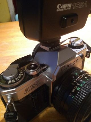 Vintage Canon AE1 35mm Film Camera With 50mm 1:1.  8 Lens & Speedlite 6