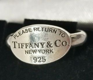 Please Return To Tiffany & Co.  York 925 Silver Ring Size 7 Vintage