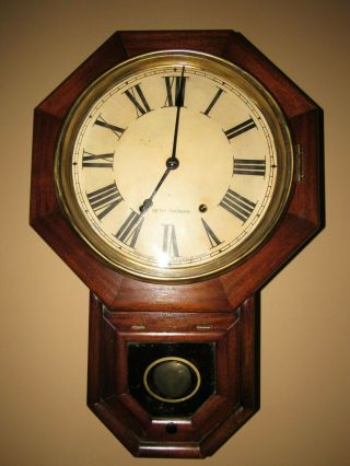 Antique Seth Thomas Octagon Wall Clock,  8 - Day,  Time And Strike