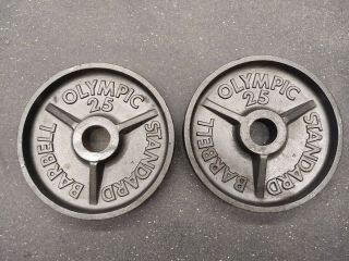Ivanko Vintage Unbranded Pair 25lb Olympic Deep Dish Weight Plates 50lbs Total
