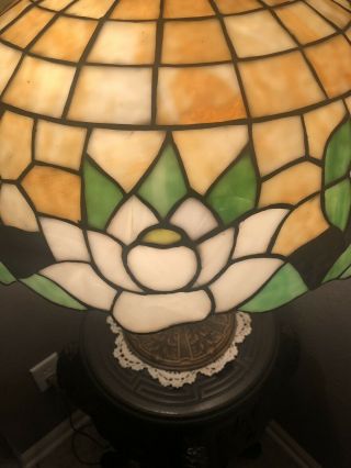 Miller Water Lilly Leaded Stained Glass Lamp Art Nouveau Handel Tiffany Era 3