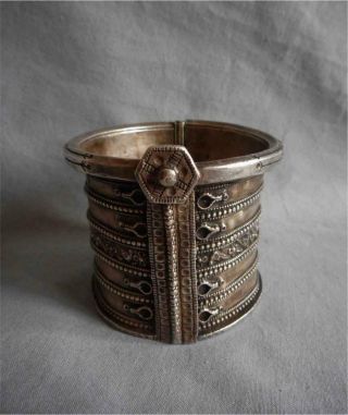 Antique Pakistan Afghanistan Top High Aged Real Silver Tribal Bracelet 278 Gram