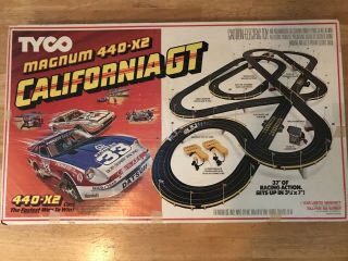Tyco Race Track Magnum 440 X2 California Gt Slot Car Set Vintage -