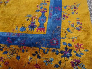 Antique Oriental Art Deco Thick Pile Wool Area Rug Carpet Size 9 