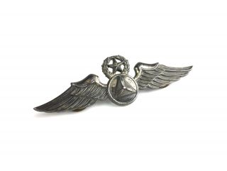 Vintage Wwii Master Civil Air Patrol Sterling Silver Winged Pin Insignia