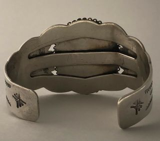 VINTAGE NATIVE AMERICAN INDIAN SILVER AND PETRIFIED WOOD CUFF BRACELET 8