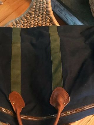Vintage LL Bean Blue Canvas / Leather Bottom XL Duffle Bag 27 