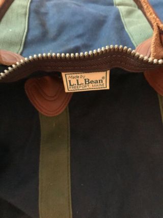 Vintage LL Bean Blue Canvas / Leather Bottom XL Duffle Bag 27 