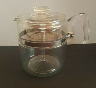 Pyrex Vintage Flame - Ware Glass 9 Cup Stove Top Coffee Pot Percolator Brewer