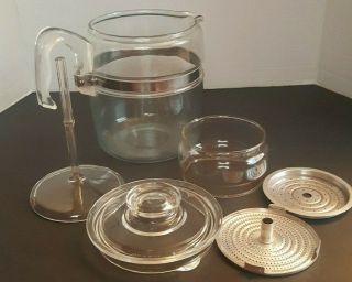PYREX VINTAGE FLAME - WARE GLASS 9 CUP STOVE TOP COFFEE POT PERCOLATOR BREWER 3