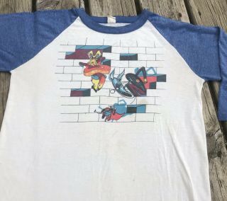 Vintage Pink Floyd Shirt The Wall Raglan M Roger Waters Usa Psychedelic