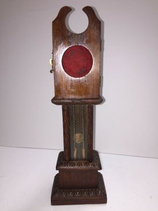 Vintage Wood Mini Grandfather Clock Pocket Watch Holder 11 1/2 " Tall,