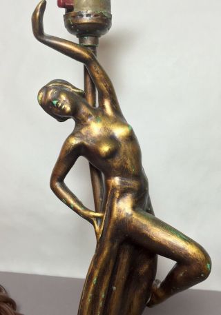 Vtg Art Deco Flapper Standing Nude Table Lamp Frankart/sarsaparilla Era Nr