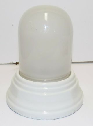 Vintage Art Deco P & S White Porcelain Light Fixture Explosion Proof Screw Shade