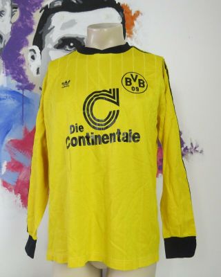 Borussia Dortmund 1989 1990 Rare Vintage Adidas Home Shirt Size Xl Retro Yellow