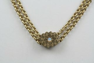 Vintage Victorian 14k Yellow Gold Opal Slide On A Gf Watch Chain Necklace
