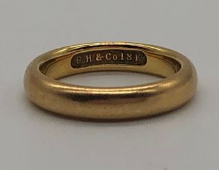 Antique 18k Yellow Gold 3.  7mm Wedding Band By F.  H.  & Co