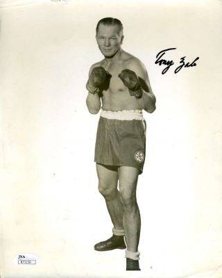 Tony Zale Vintage Jsa Hand Signed 8x10 Photo Authentic Autograph