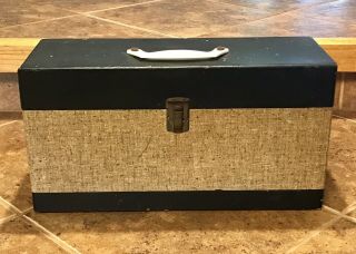 Old Vintage 1950 ' s Double 45 rpm RECORD CARRYING CASE BOX - 15”x8”x5” 2