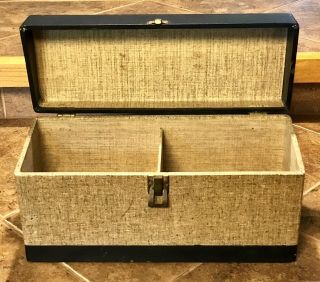 Old Vintage 1950 ' s Double 45 rpm RECORD CARRYING CASE BOX - 15”x8”x5” 3