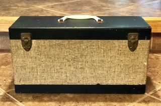 Old Vintage 1950 ' s Double 45 rpm RECORD CARRYING CASE BOX - 15”x8”x5” 6