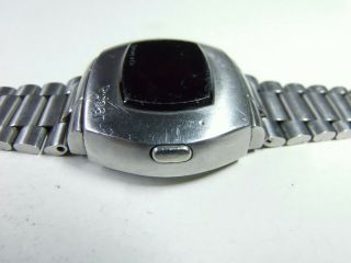 Vintage PULSAR Red LED Tiffany & Co.  mens watch STAINLESS St.  Signed band AS/IS 8