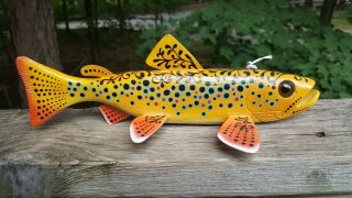 Competition Folk Art Trout Fish Decoy Carved By John Peeters - Ice Spearing Lure