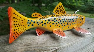 Competition Folk Art Trout Fish Decoy Carved by John Peeters - Ice Spearing Lure 3