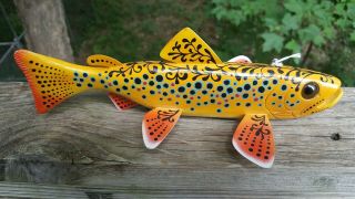 Competition Folk Art Trout Fish Decoy Carved by John Peeters - Ice Spearing Lure 4