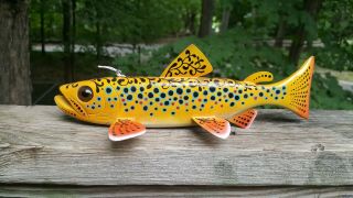 Competition Folk Art Trout Fish Decoy Carved by John Peeters - Ice Spearing Lure 5