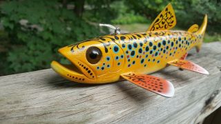 Competition Folk Art Trout Fish Decoy Carved by John Peeters - Ice Spearing Lure 6