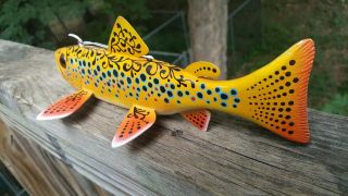 Competition Folk Art Trout Fish Decoy Carved by John Peeters - Ice Spearing Lure 7