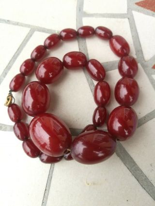 Antique Cherry Amber Bakelite Necklace 43g