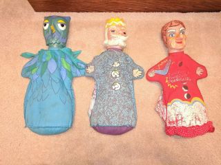 Mr.  Rogers Neighborhood Vintage King Friday Lady Elaine X Owl Hand Puppets Ideal