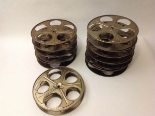 10 Vintage 10 " 35mm Metal Movie Projector Film Reels Taylor - Shantz Bronze Color