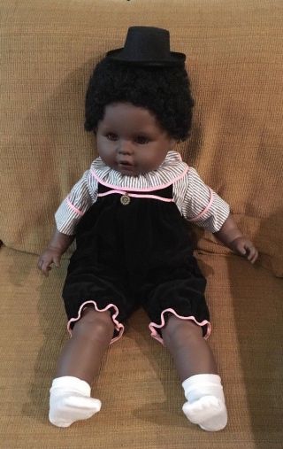 Vintage Zapf Creation 24 " African American Black Boy Doll Jeremy West Germany