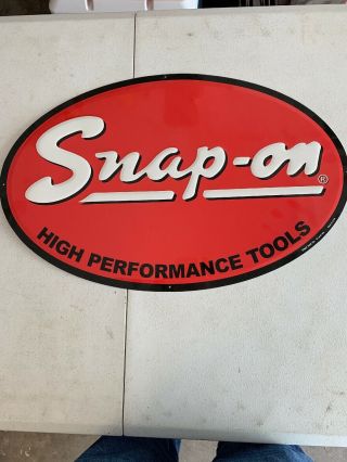 Snap On High Performance Tools 24 " L,  15 " T,  Vintage Oval Logo Metal Sign - Preown