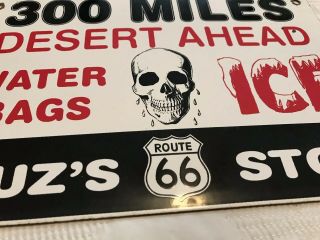VINTAGE BUZ ' S ROUTE 66 GAS STATION PORCELAIN SIGN,  OIL,  SODA,  FOUNTAIN SKULL ICE 2