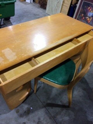 HEYWOOD WAKEFIELD Mid Century Modern Kneehole Desk with Chair 3