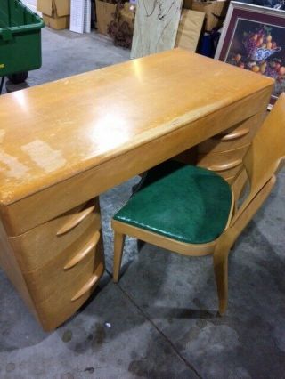 HEYWOOD WAKEFIELD Mid Century Modern Kneehole Desk with Chair 4