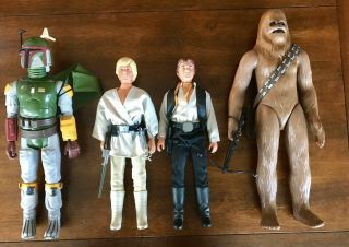 Star Wars Vintage Chewbacca,  Boba Fett,  Han Solo,  Luke Skywalker 12 Inch Figures
