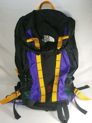 The North Face A5 Alpine Pack.  Vintage,  Rare.  Black,  Purple,  Yellow.  100 Nylon