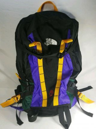 The North Face A5 Alpine Pack.  Vintage,  Rare.  Black,  Purple,  Yellow.  100 Nylon 2