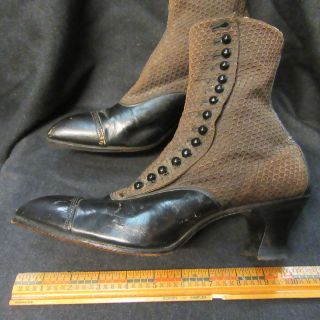 Rave Steampunk Antique Boots Victorian Hi - Top Button Up Dress Shoes 2 Tone Pair