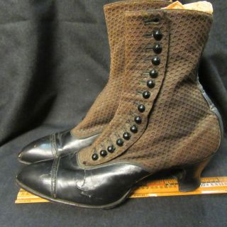 RAVE STEAMPUNK ANTIQUE Boots Victorian HI - TOP BUTTON UP DRESS SHOES 2 TONE PAIR 2