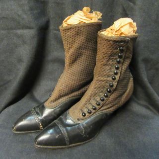 RAVE STEAMPUNK ANTIQUE Boots Victorian HI - TOP BUTTON UP DRESS SHOES 2 TONE PAIR 3